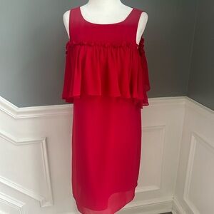 Gianni Bini red cold shoulder ruffle party dress XS